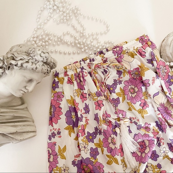 Boho Floral Purple Pink Midi Skirt - Picture 5 of 10